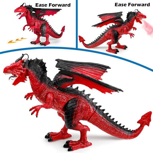 Remote Control Fire-breathing Dragon Toy for Kids 3-8, 20'' Walking RC Dragon with Swinging Wings, Shaking Head, Roaring, Spraying, Light Up Eyes Toys for Boys and Girls 3-12 Years Old | Shinymarch