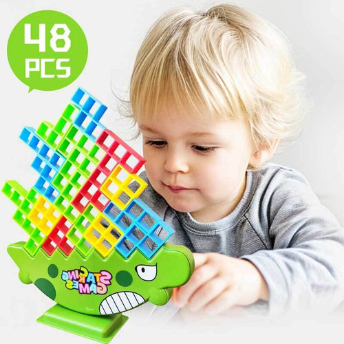 48 Pcs Tetra Tower Fun Balance Stacking Building Blocks Board ， Attack Game Games for 2 Players，Gifts for Kids, Adults, Friends, Teams, classrooms, Family Game Nights and Parties | Shinymarch