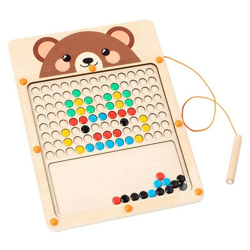 Magnetic Drawing Board - Wooden Magnet Drawing Board | Boy Magnetic Wood Learning Counting Puzzle Board | Magnetic Puzzles Drawing Boards with Magnetic Pen and Beads for Boys Girls Kids | Shinymarch