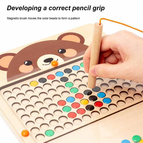 Magnetic Drawing Board - Wooden Magnet Drawing Board | Boy Magnetic Wood Learning Counting Puzzle Board | Magnetic Puzzles Drawing Boards with Magnetic Pen and Beads for Boys Girls Kids | Shinymarch