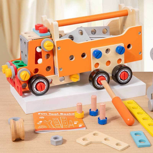 Wooden Tool Set for Kids with Car and Screwdriver for Creative Play | Shinymarch