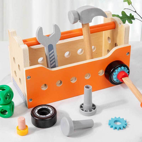 Wooden Tool Set for Kids with Car and Screwdriver for Creative Play | Shinymarch