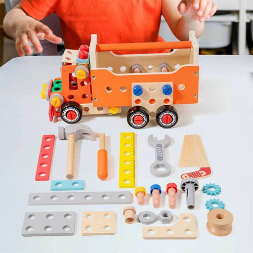 Wooden Tool Set for Kids with Car and Screwdriver for Creative Play | Shinymarch