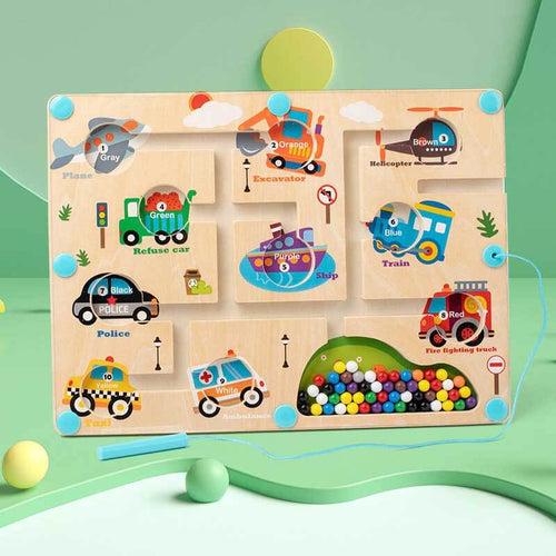 Magnetic Color and Number Maze, Wooden Magnet Puzzles Board Games for Toddler, Montessori Counting Matching Toys, Color Sorting Toys, Fine Motor Skills Toys for Boys Girls 1 2 3 4 5 6 Years Old | Shinymarch