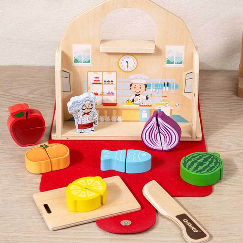 Wooden Portable Kitchen Toys, Interactive Children's Kitchen and Bathroom Playset: Fun, Educational, and Portable | Shinymarch