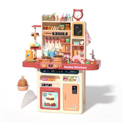 Kids Kitchen Playset,Play Kitchen Toy with Realistic Lights & Sounds,Pretend Steam,Play Sink & Oven,Color Changing Play Food,Menu Board & Other Kitchen Accessories Set for Toddlers | Shinymarch