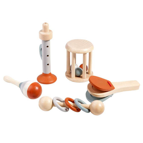 Premium Wooden Baby Musical Instrument Set - 5-Piece Montessori Toys for Early Childhood Development (0-1 Years) - Safe, Non-Toxic Educational Music Toys | Shinymarch