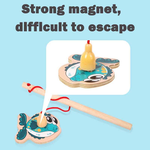 34 Pieces Magnetic Fishing Game for Kids Wooden Magnet Fishing Game Wooden Magnetic Fishing Toys for Kindergarten Preschool Girl Boy | Shinymarch