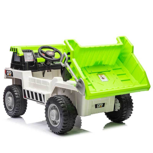 Ride on Dump Truck, 12V Ride on Car with Parents Control, Electric Dump Bed and Extra Shovel,Phone stand,Three-point seat belt,Easy installation,age 3+,MP3,Music,Bluetooth,USB,Story | Shinymarch