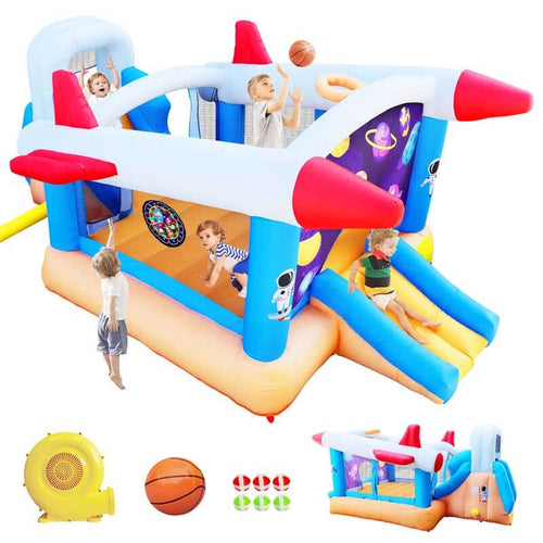 6 in 1 outdoor indoor inflatable bouncer for kids target ball basketball slide with blower | Shinymarch