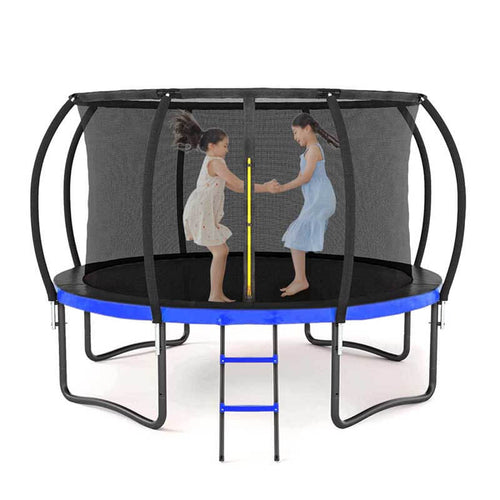 14FT Outdoor Big Trampoline With Inner Safety Enclosure Net, Ladder, PVC Spring Cover Padding, For Kids, Black&Blue Color | Shinymarch