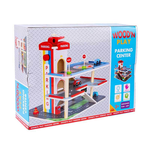 Three-dimensional Wooden Parking Garage Playset | Totlogics