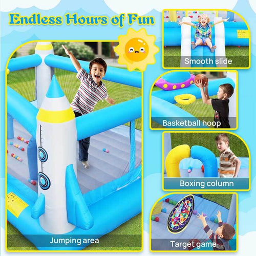 Multifunctional Jump 'n Slide Inflatable Bouncer for Kids Complete Setup with Blower - 198" x 180" Play Area - 96" Tall | Shinymarch