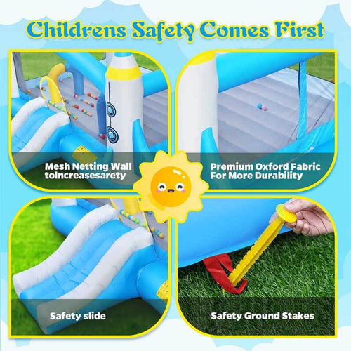 Multifunctional Jump 'n Slide Inflatable Bouncer for Kids Complete Setup with Blower - 198" x 180" Play Area - 96" Tall | Shinymarch