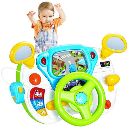 Toddler Steering Wheel Toy Baby Interactive Learning Toy for Toddler 1-3 Year Old, My First Driving Educational Baby Musical Toy with Light and Sound for Preschool Kids | Totlogics