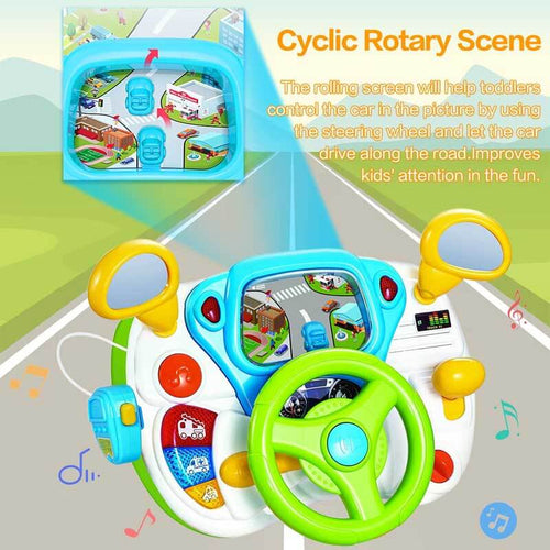 Toddler Steering Wheel Toy Baby Interactive Learning Toy for Toddler 1-3 Year Old, My First Driving Educational Baby Musical Toy with Light and Sound for Preschool Kids | Totlogics