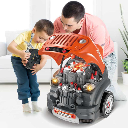 Large Truck Engine Toys for Kids 3-8 Years Old, Big Truck Builder Kit, Mechanic Repair Set for Kids, Ideal Christmas, Birthday Gifts | Shinymarch