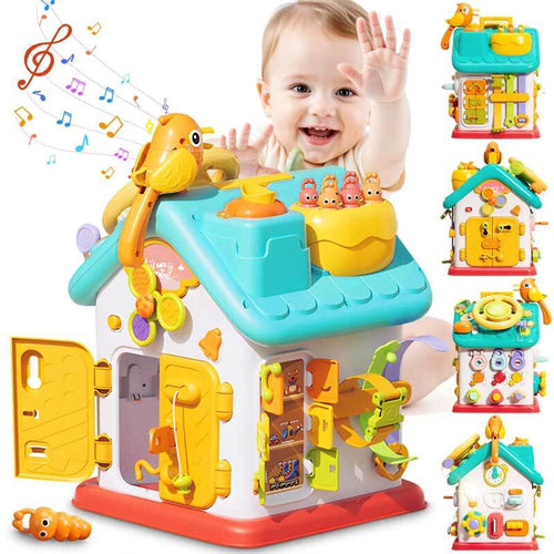 Montessori Musical Busy House Toy for 1 2 3 Year Old Baby Toddlers, Multi-Functional Cube Sensory Large House Set - Learning Educational Activity Toys for Boys Girls Kids Age 18+ Months Birthday Gifts | Shinymarch