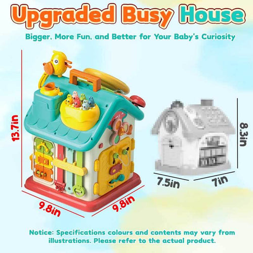 Montessori Musical Busy House Toy for 1 2 3 Year Old Baby Toddlers, Multi-Functional Cube Sensory Large House Set - Learning Educational Activity Toys for Boys Girls Kids Age 18+ Months Birthday Gifts | Shinymarch