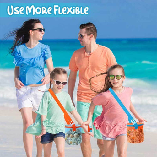 Sea Shell Bags for Beach,2pcs Mesh Seashell Holder,Shelling Collecting Tools Travel Sand Toys Storage Bucket for Sandbox,Beach Vacation Essentials for Kids,The Beach Must Haves Sand Box Toy Bag | Shinymarch