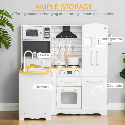 Large Play Kitchen with Full Set of Appliances for a Modern Day Pretend Kitchen, Tons of Storage, Corner Play Kitchen Set with Sound Effect, Educational Pretend Role Playset Game | Shinymarch