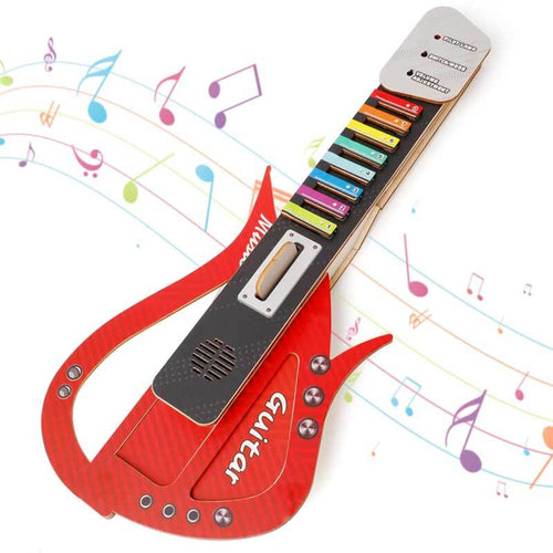 Guitar Toy for Kids DIY Electronic Wooden Play Guitar Kit, Keyboard Piano Music Toys Musical Instruments Game for 5-12 Year Old Children Toddler Boys Girl | Shinymarch
