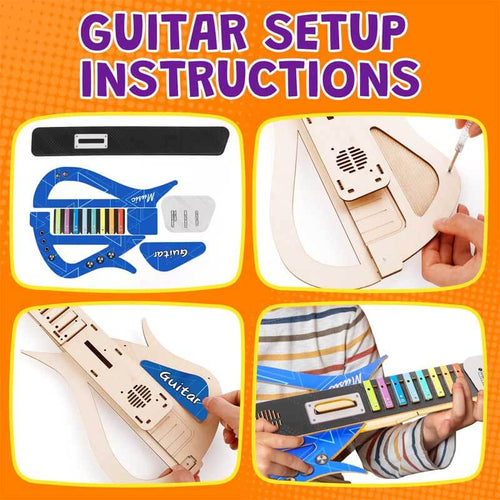 Guitar Toy for Kids DIY Electronic Wooden Play Guitar Kit, Keyboard Piano Music Toys Musical Instruments Game for 5-12 Year Old Children Toddler Boys Girl | Shinymarch