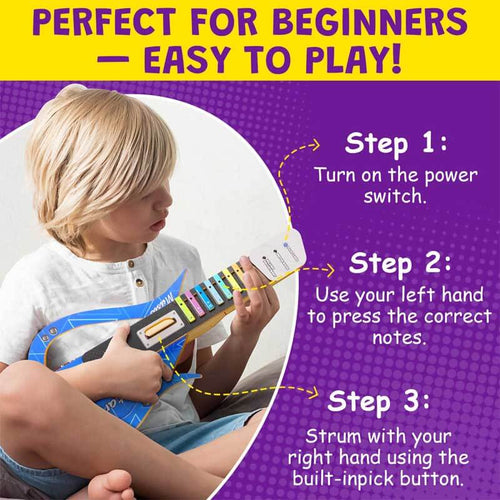 Guitar Toy for Kids DIY Electronic Wooden Play Guitar Kit, Keyboard Piano Music Toys Musical Instruments Game for 5-12 Year Old Children Toddler Boys Girl | Shinymarch