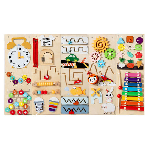 Wooden Montessori Busy Board – Wall-Mounted Educational Activity Toy for Toddlers and Preschoolers | Shinymarch