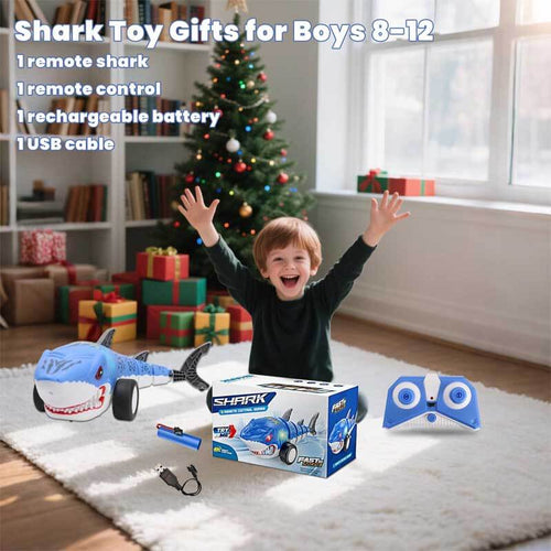 Remote Control Shark Toy for Kids, Fun Like Remote Control Cars, with 2.4Ghz RC Shark Wiggle & Straight Modes, Cool Lights, 360° Rotation Flexible Tail Fin, Shark Toys for Boys 8-12 | Shinymarch