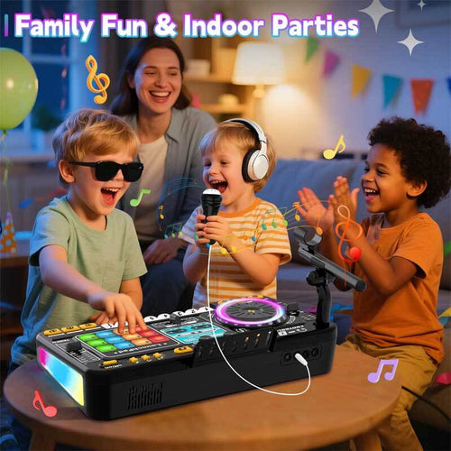 Kids Toys DJ Mixer for Party: Music Toy with Bluetooth & Microphone for Ages 3+ - 2000+ Sound Effects & Colorful Light - Idea Gift for Birthday Holiday | Shinymarch