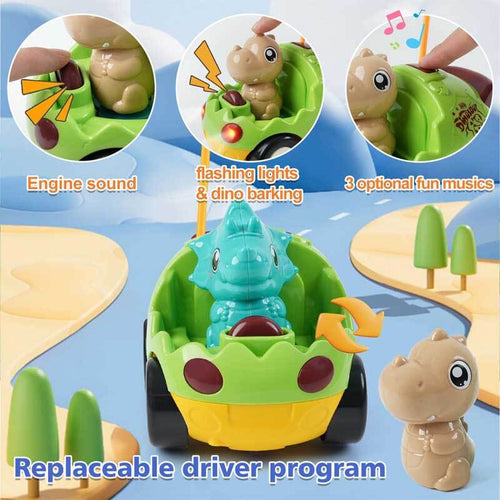 Remote Control Dinosaur Cars for Kids – Best Birthday Gifts for Boys Ages 2 3 4 5 Year Old, Electric RC Dino Car Toys for Toddlers 18+ Months with Lights and Music | Shinymarch