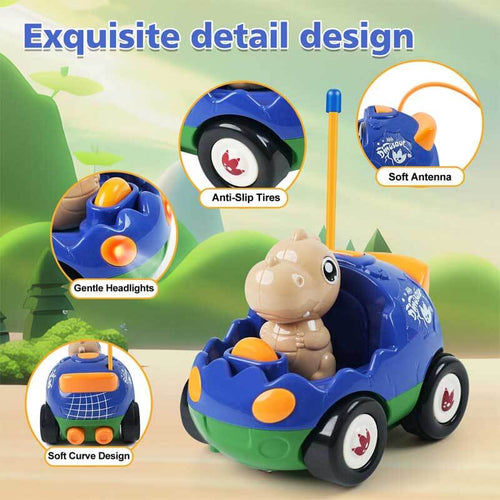 Remote Control Dinosaur Cars for Kids – Best Birthday Gifts for Boys Ages 2 3 4 5 Year Old, Electric RC Dino Car Toys for Toddlers 18+ Months with Lights and Music | Shinymarch