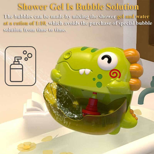 Dinosaur Bathtub Bubble Maker Toy, Dino Tub Bubble Blower Toy Electric Bubble Machine Bath Toy with Colorful Gradient Lights and Joyful Music, No Special Bubble Solution Needed | Shinymarch