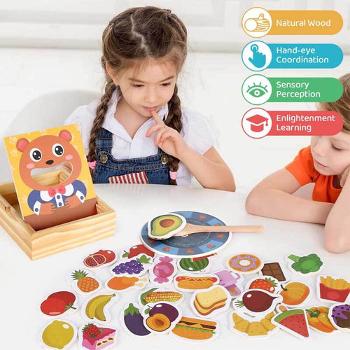 Montessori Toys for 1 2 3 Year Old, Wooden Feeding Toy, Montessori Pretend Play Food for Toddlers 1-3, Sensory Toys for Kids with Autism | Shinymarch