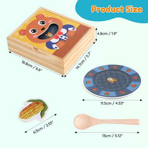 Montessori Toys for 1 2 3 Year Old, Wooden Feeding Toy, Montessori Pretend Play Food for Toddlers 1-3, Sensory Toys for Kids with Autism | Shinymarch