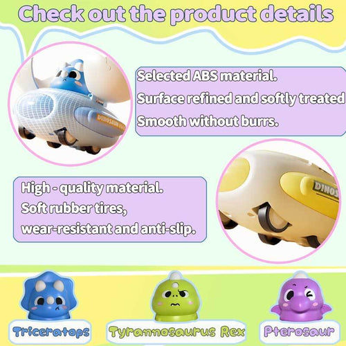 Dino Egg Car Toys | Effortless Roll-to-Go Transforming Racers | Perfect for Kids (3-Pack) | Shinymarch