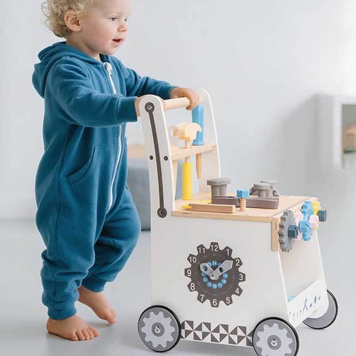 Wooden Baby Push Walker for Toddlers - Multifunctional Montessori Tool Bench Baby Walking Toy with Educational Activities, Ideal for Boys and Girls Aged 3 Years | Totlogics