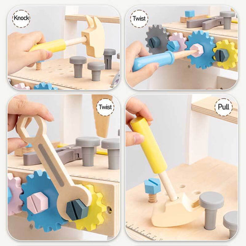 Wooden Baby Push Walker for Toddlers - Multifunctional Montessori Tool Bench Baby Walking Toy with Educational Activities, Ideal for Boys and Girls Aged 3 Years | Totlogics