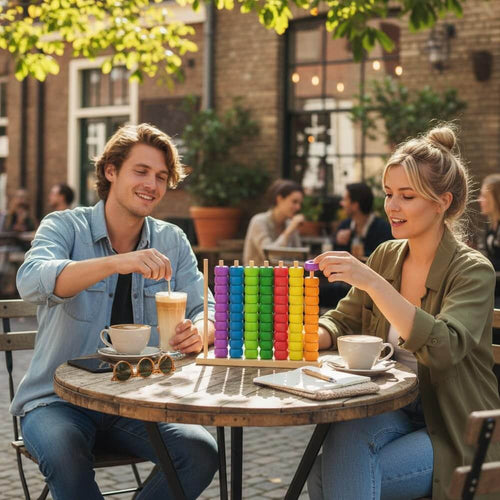 Color Matching Stacking Puzzle Game, Wooden Color Match Challenge Game Fast Color Stack Challenge Ring Stack Puzzle with Racks and Rings, Tabletop Brain Teaser for Family Friend Friendly Fun | Totlogics