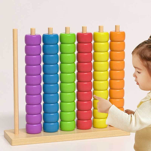 Color Matching Stacking Puzzle Game, Wooden Color Match Challenge Game Fast Color Stack Challenge Ring Stack Puzzle with Racks and Rings, Tabletop Brain Teaser for Family Friend Friendly Fun | Totlogics