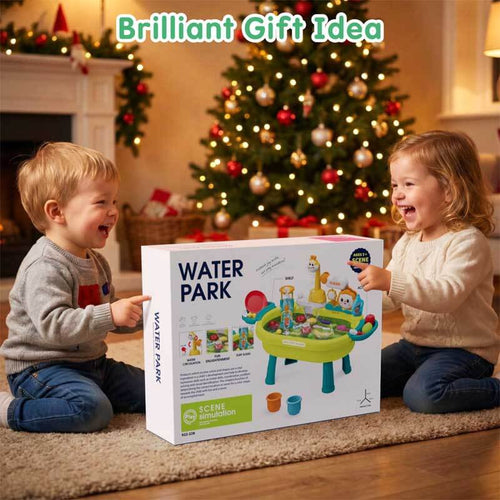 2026 New Kids Sand & Water Table Toys for Toddlers, Kids Water Park Play Kitchen Sink with Running Water,Giraffe Electric Faucet,Water Rolling Game,Detachable Legs Toddler Summer Toy for Boys Girls | Totlogics