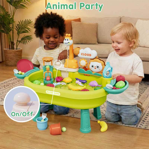 2026 New Kids Sand & Water Table Toys for Toddlers, Kids Water Park Play Kitchen Sink with Running Water,Giraffe Electric Faucet,Water Rolling Game,Detachable Legs Toddler Summer Toy for Boys Girls | Totlogics