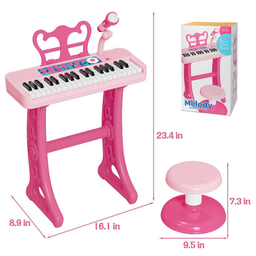 Melody Maker 37-Key Kids Keyboard with Microphone, Piano Toy for Kids, 37 Keys Piano Keyboard Toy with Stool and Microphone, Electronic Musical Instrument, Birthday Gift for Kids 3 4 5 6 7 8 Years Old Boys and Girls | Totlogics