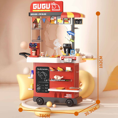 Fried Chicken Food Truck Toy, interactive kitchen playset, pretend play food truck, fried chicken playset for kids, pretend play restaurant set | Totlogics
