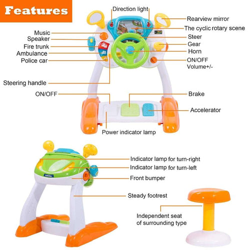 Kids' Driving Car Simulation Toys, Simulated driving toy, Pretend play car, Interactive steering wheel toy, Kids driving experience, Toddler car with music and lights, Indoor safe driving toy, Electronic learning car for toddlers, 2-4 year old ride-on toy, Pedal and steering car toy, Educational vehicle toy for kids | Totlogics