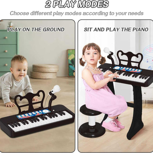 Melody Maker 37-Key Kids Keyboard with Microphone, Piano Toy for Kids, 37 Keys Piano Keyboard Toy with Stool and Microphone, Electronic Musical Instrument, Birthday Gift for Kids 3 4 5 6 7 8 Years Old Boys and Girls | Totlogics