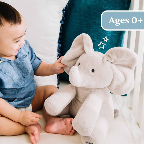 Peek-a-Boo Ellie, interactive elephant plush toy, peek-a-boo toy for babies, best baby shower gift 2024, sensory toys for infants, animated plush with songs | Totlogics