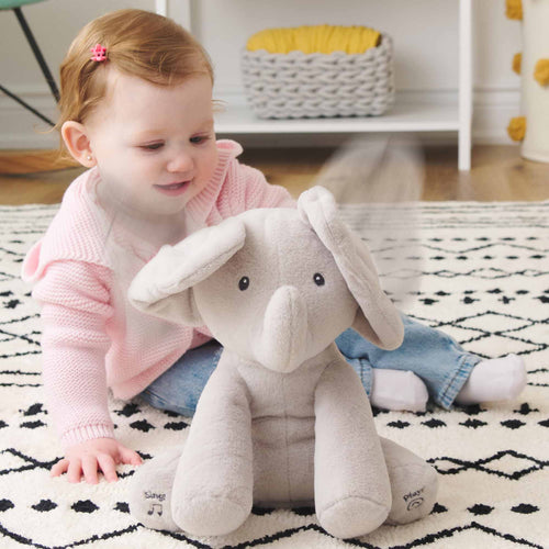 Peek-a-Boo Ellie, interactive elephant plush toy, peek-a-boo toy for babies, best baby shower gift 2024, sensory toys for infants, animated plush with songs | Totlogics