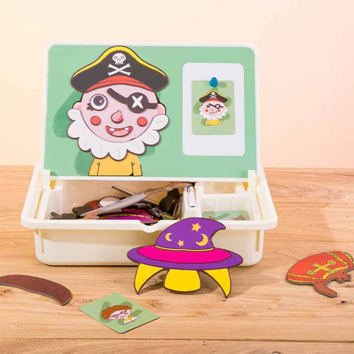 Magnetic Puzzle Drawing Board, magnetic puzzle toys for kids, educational magnetic drawing board, preschool learning toys ages 3-6, magnetic dress-up toy for girls, transportation puzzle for toddlers| Totlogics